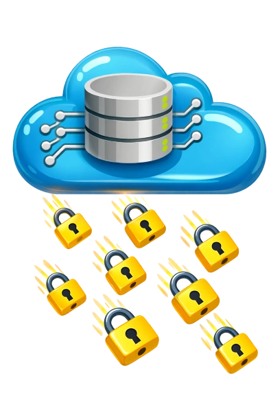 Internet de las cosas, transmitiendo candados de seguridad en representación de los datos encriptados